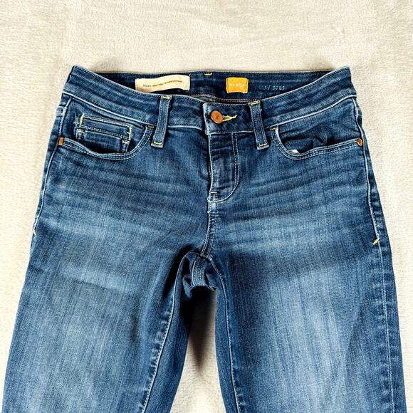 Pilcro and the Letterpress Jeans Women 25P 28x24 Straight Dark Wash Raw Hem - Picture 2 of 12